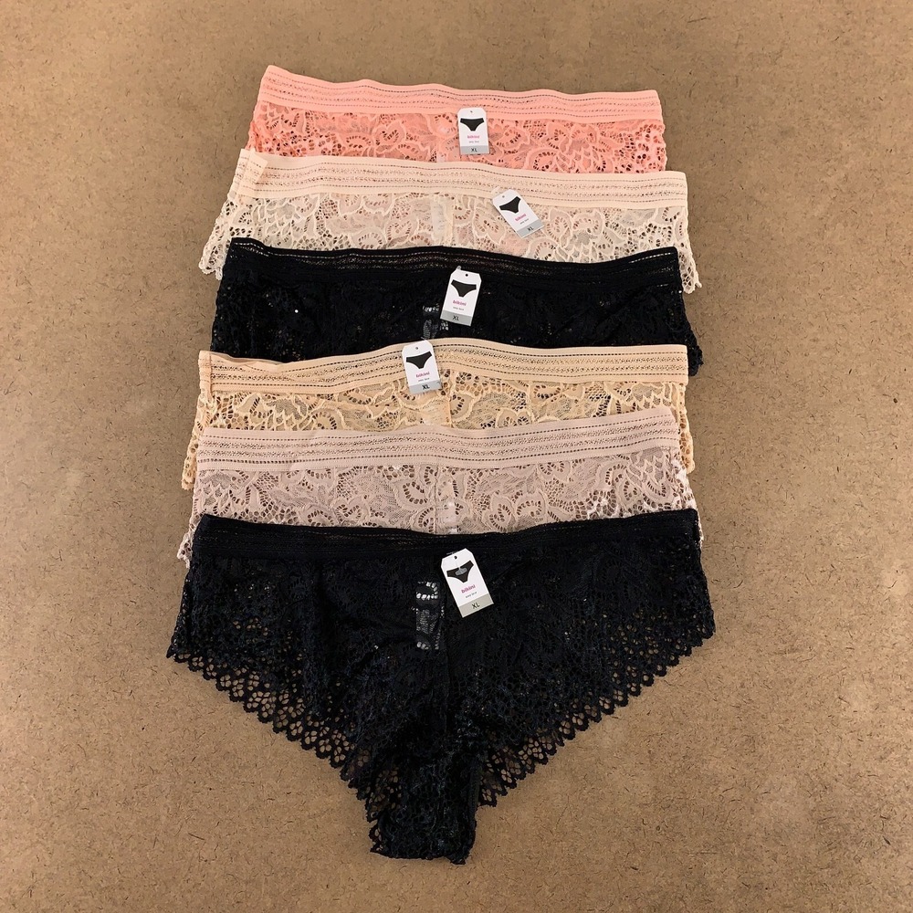 Alyce Intimates Women's Size XL Colorful 6 Pack Stretch Lace Bikini Panty NWT